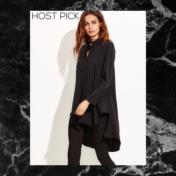 Tops - BLACK HIGH LOW PEASANT BLOUSE SZ M